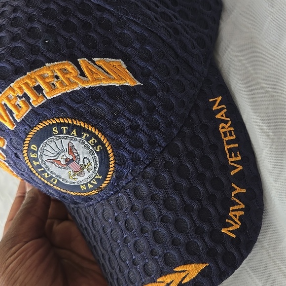 Navy Veteran Baseball Cap with Embroidered Patch - Picture 2 of 6